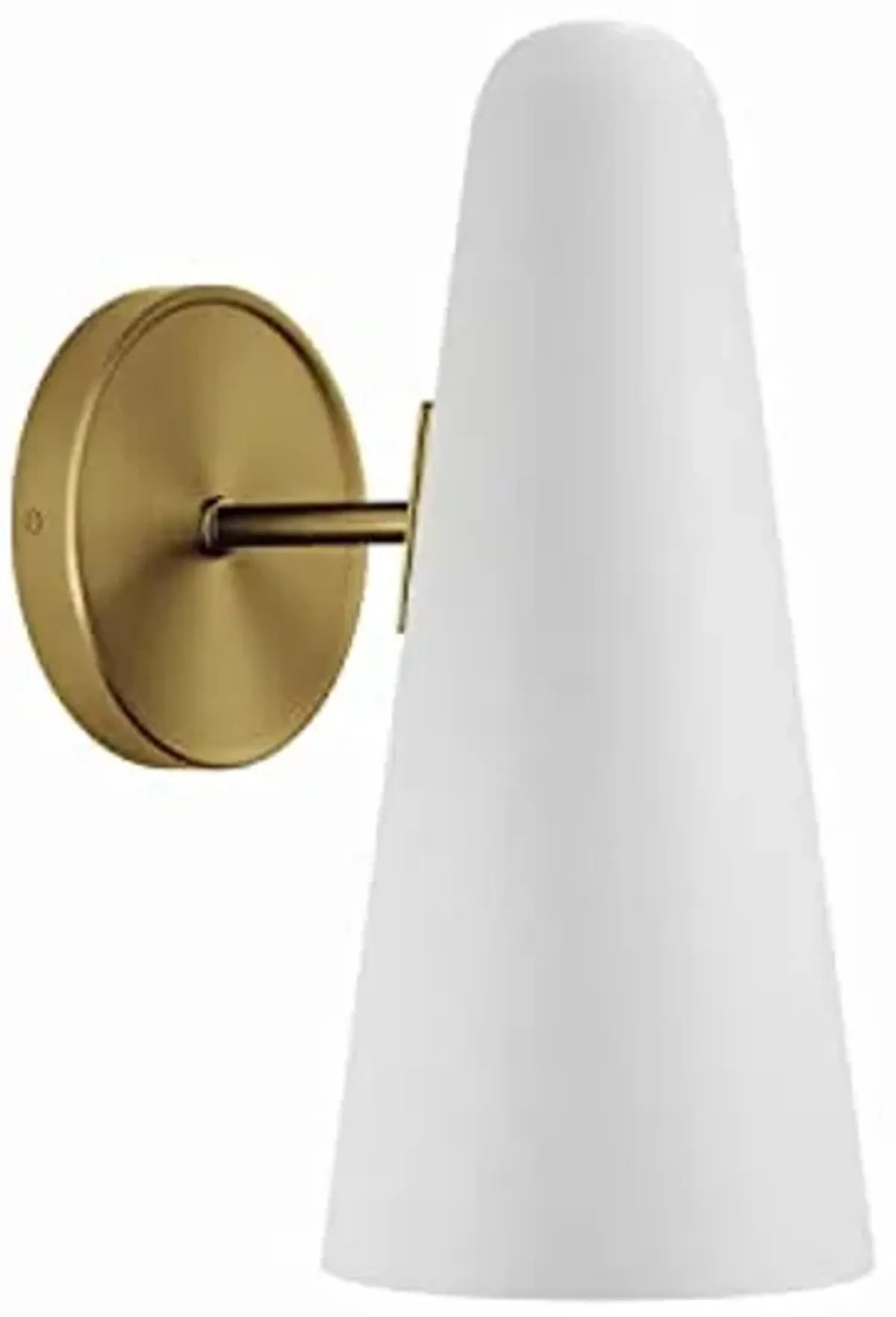 Modway Beacon 1-Light Wall Sconce in Opal Satin Brass,Brown, 7.5 x 5 x 11.5