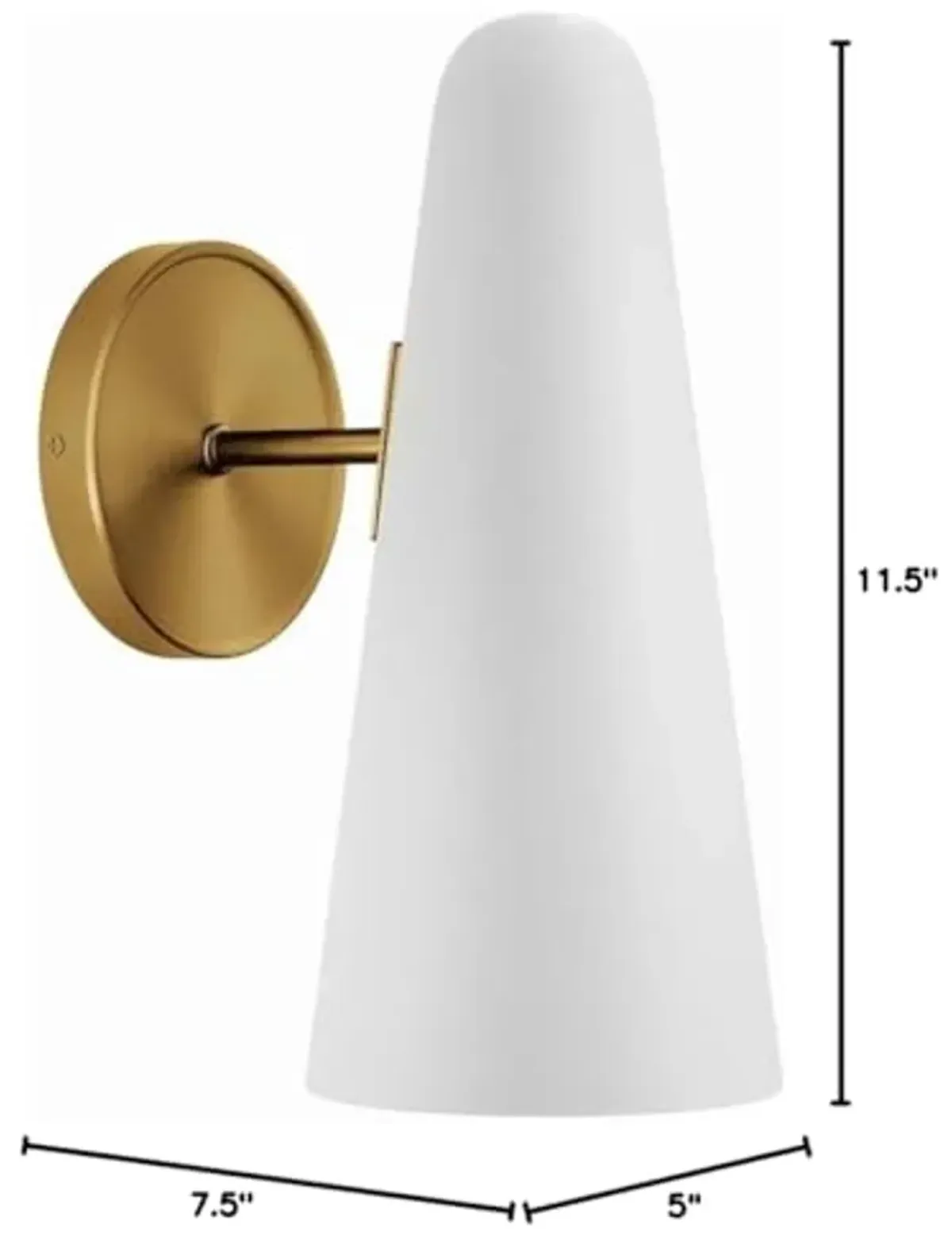 Modway Beacon 1-Light Wall Sconce in Opal Satin Brass,Brown, 7.5 x 5 x 11.5