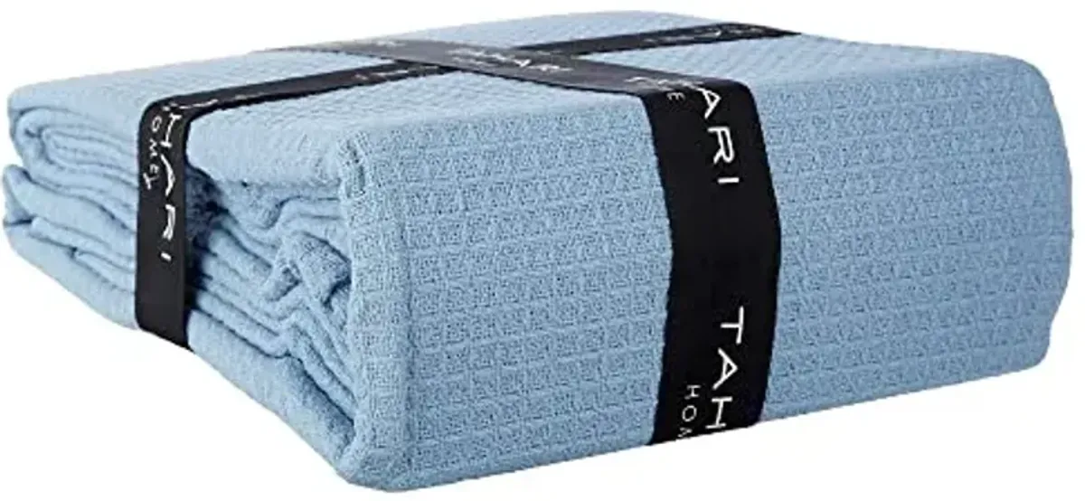 Tahari Home - Blanket, Soft Waffle Cotton Blanket, Cozy Home Decor (Samantha Blue Fog, King)