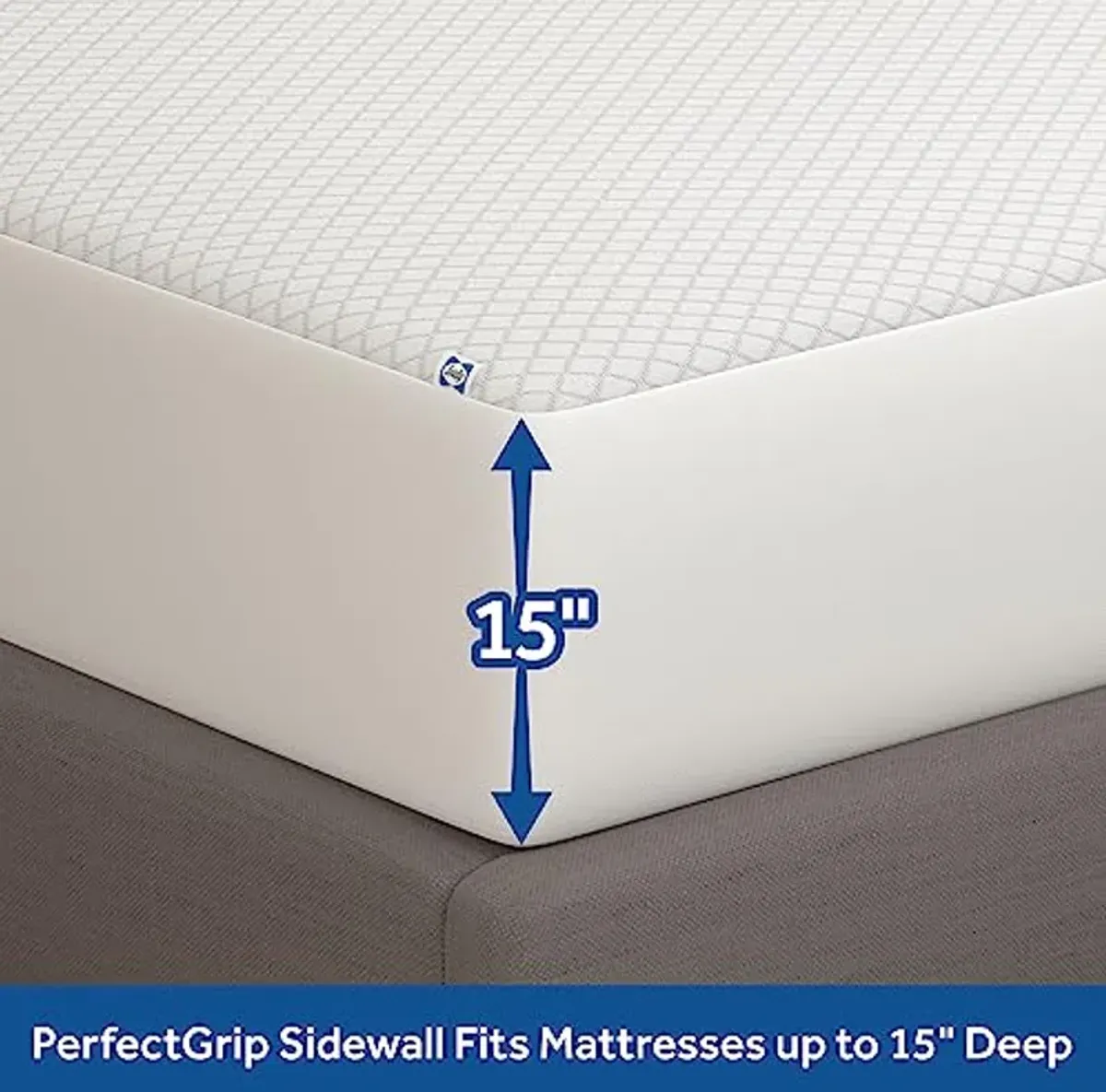 Sealy Spot and Stain Protection Fitted Mattress Protector- Full Size Soft Polyester Waterproof Mattress Cover