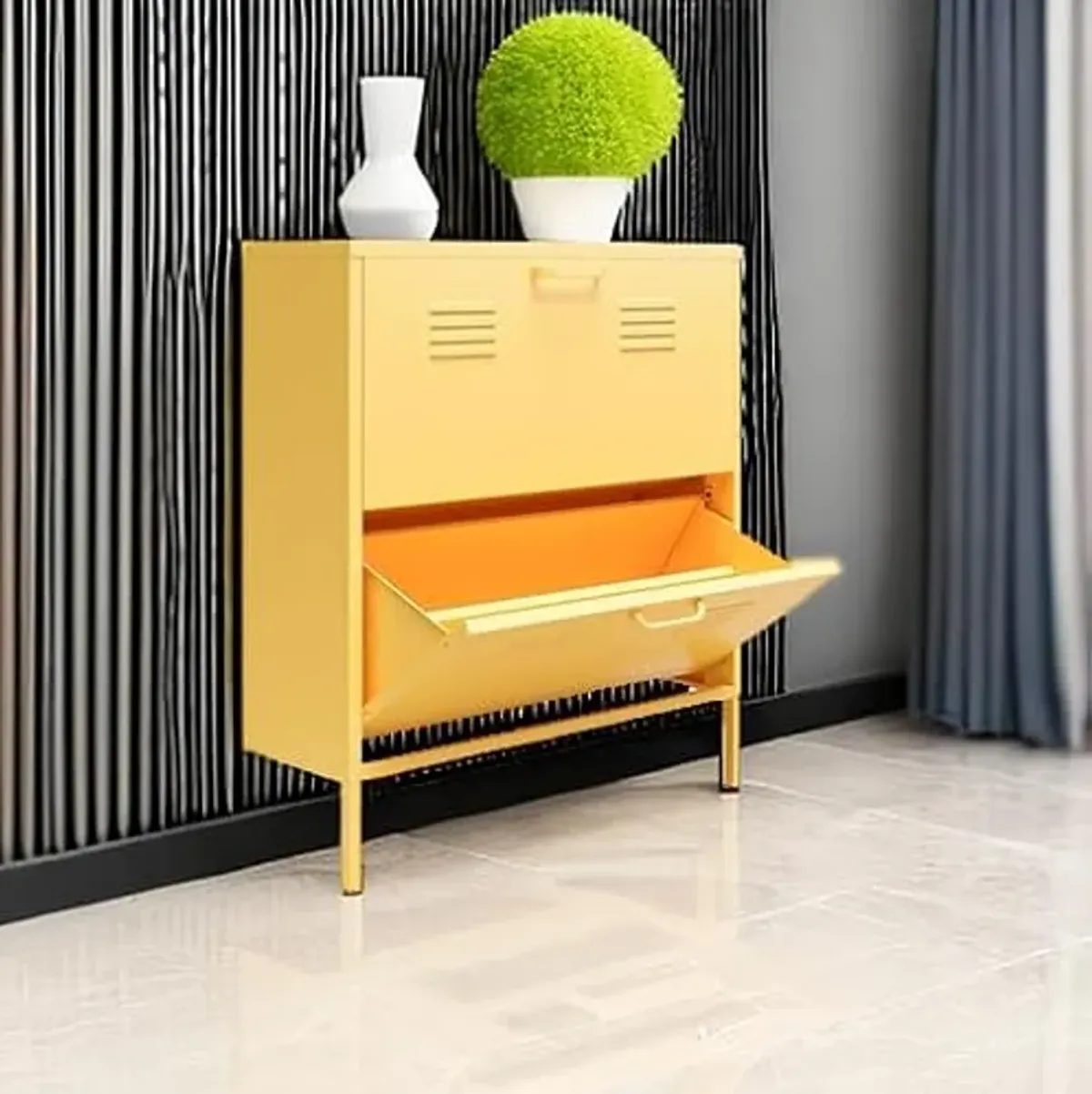 Novogratz Cache 2 Door Shoe Storage, Yellow