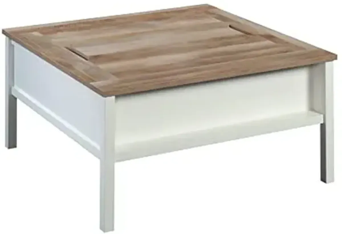 Sauder Cottage Road Coffee Table/Gaming Table with Removable Top, Soft White Finish