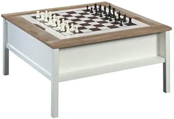 Sauder Cottage Road Coffee Table/Gaming Table with Removable Top, Soft White Finish