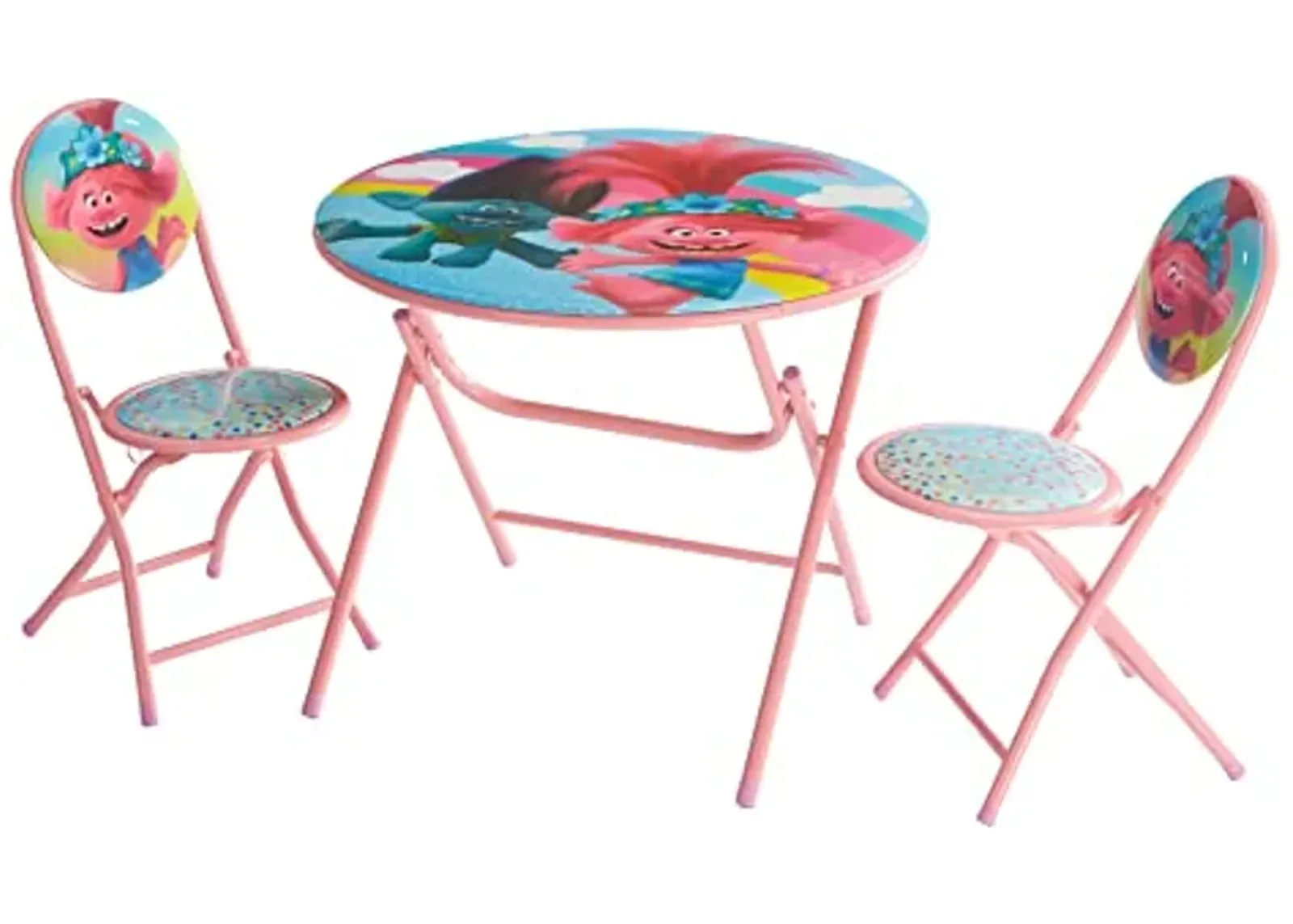 DreamWorks Trolls 3 Piece Foldable Round Table and Chair Set, Ages 3+