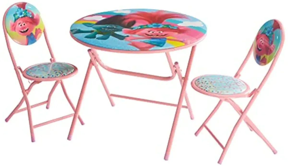 DreamWorks Trolls 3 Piece Foldable Round Table and Chair Set, Ages 3+