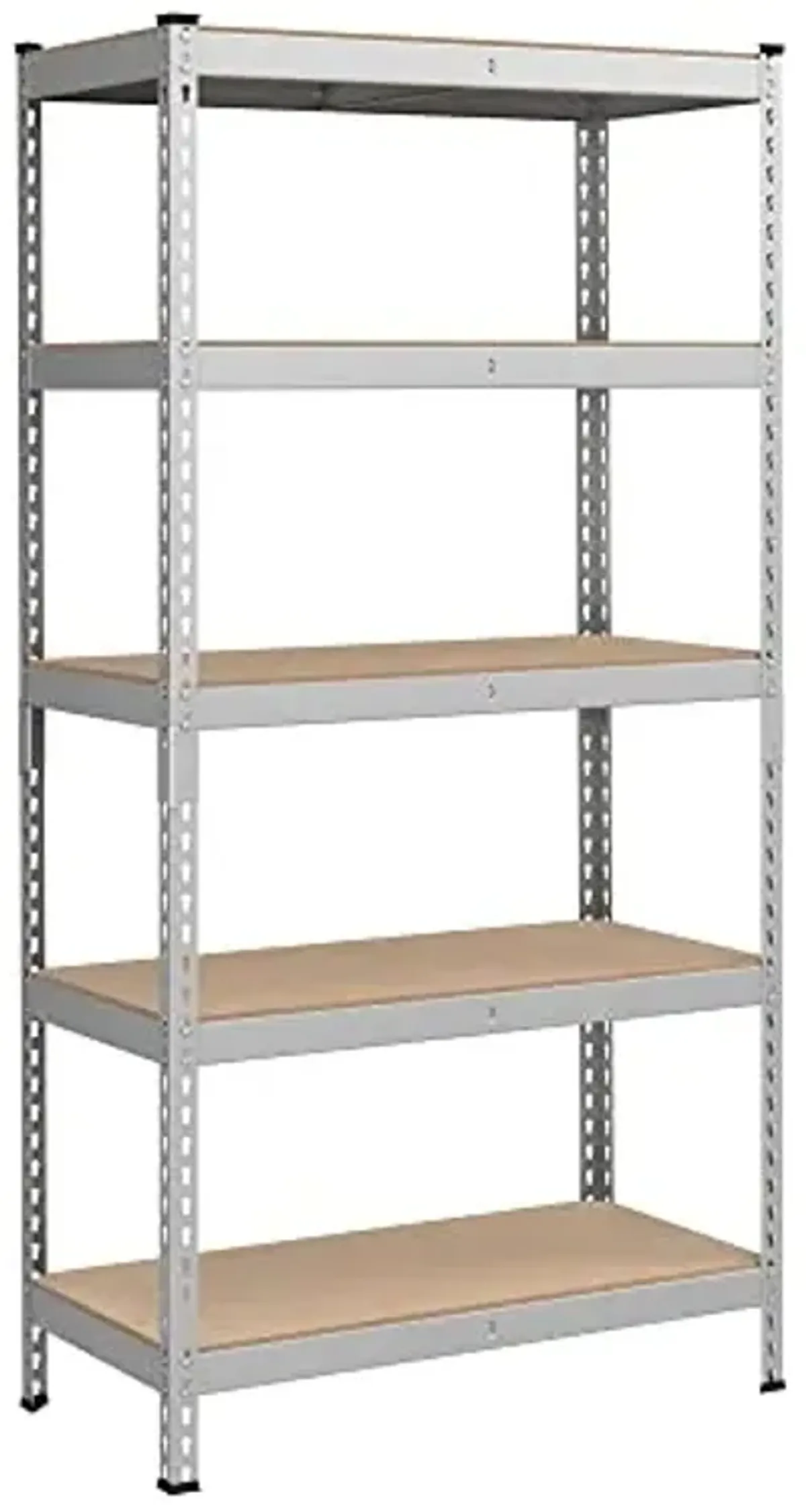 SONGMICS 5-Tier Storage Shelves, Load 2310 lb, Garage Storage, Boltless Assembly, Adjustable Shelving Unit, 17.7 x 35.4 x 70.9 Inches, for Study Shed Basement, Silver and Natural Beige UGLR450E01