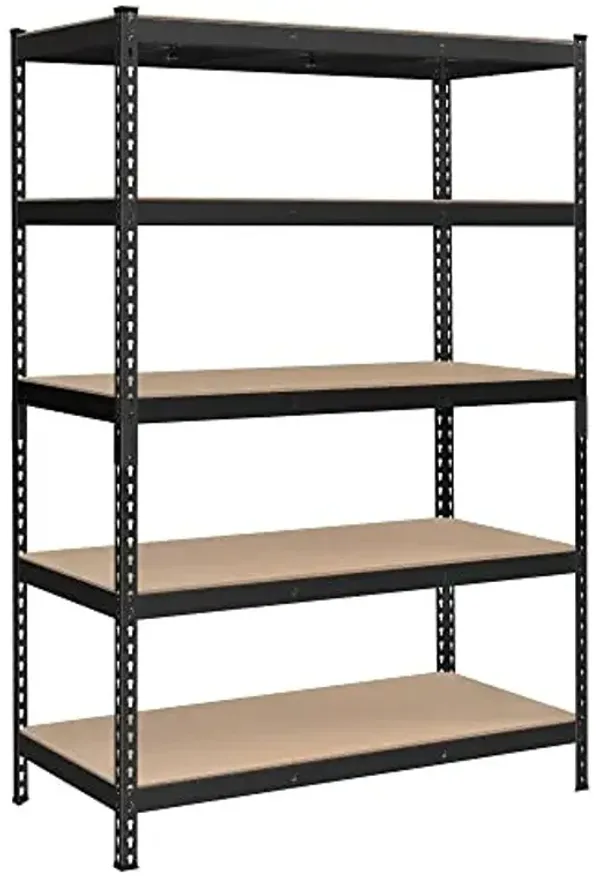 SONGMICS 5-Tier Storage Shelves, Load 2310 lb, Garage Storage, Boltless Assembly, Adjustable Shelving Unit, 23.6 x 47.2 x 70.9 Inches, for Study Shed Basement, Black and Natural Beige UGLR600B01