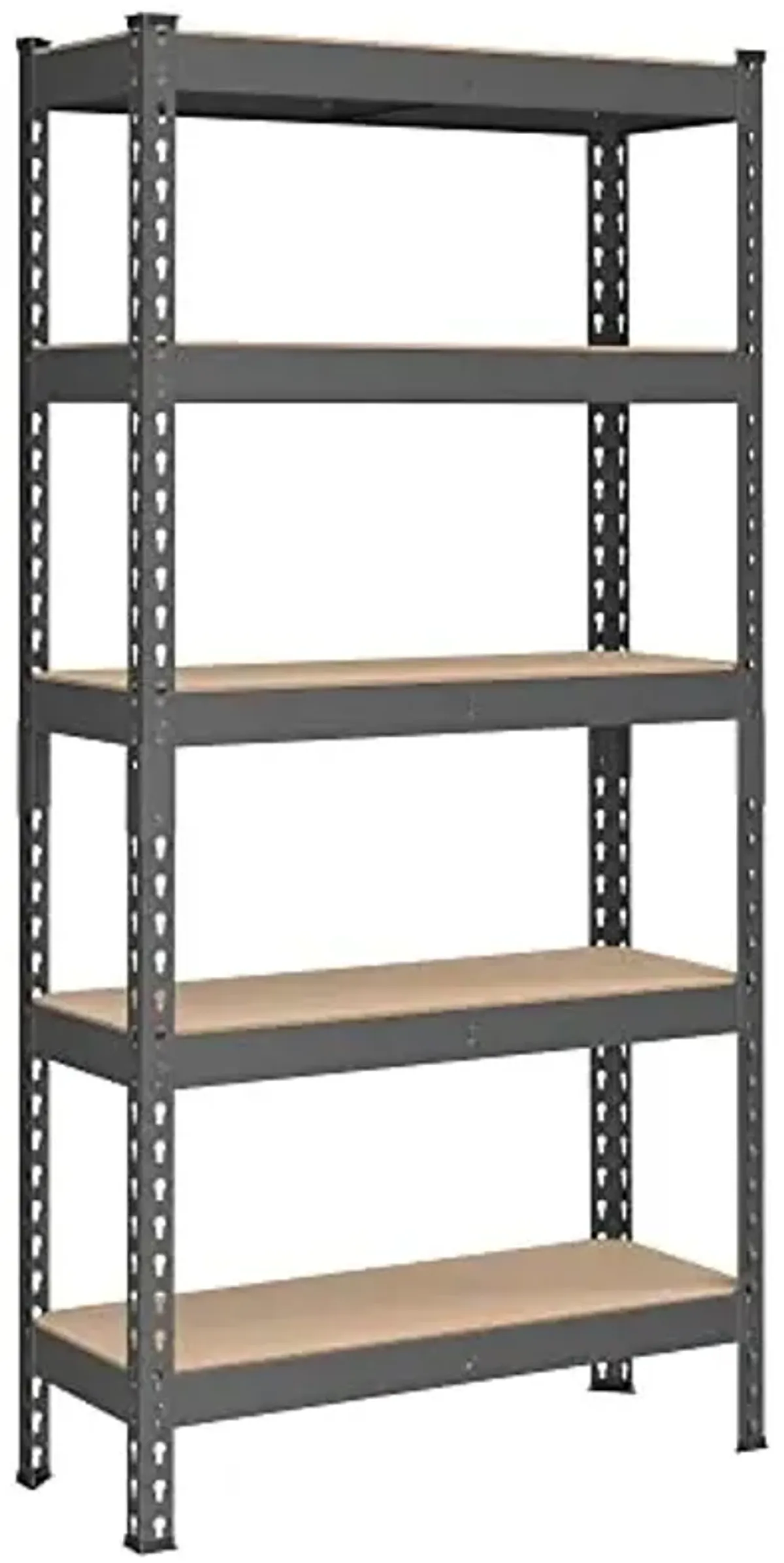 SONGMICS 5-Tier Storage Shelves, Load 2310 lb, Garage Storage, Boltless Assembly, Adjustable Shelving Unit, 11.8 x 29.5 x 59.1 Inches, for Study Shed Basement, Gray and Natural Beige UGLR300G01