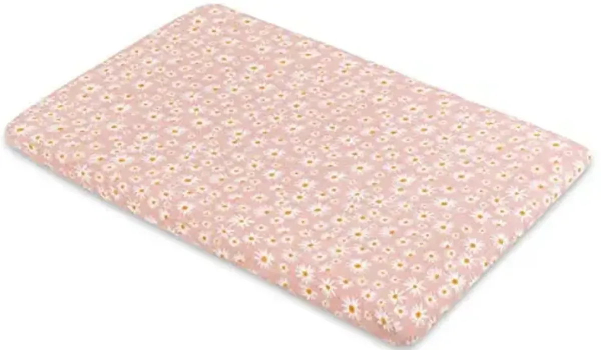 Babyletto Muslin Baby Bassinet Sheets for Girls & Boys - GOTS Certified Breathable Organic Cotton Cover - 360° Fitted, Soft, Gentle, and Cozy Rectangle Bedside Bassinet Sheets - Daisy