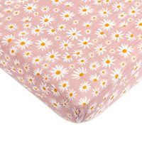 Babyletto 100% Organic Cotton Mini Crib Sheet, GOTS-Certified, Fitted 360°, Ultra-Soft and Breathable Muslin - Daisy