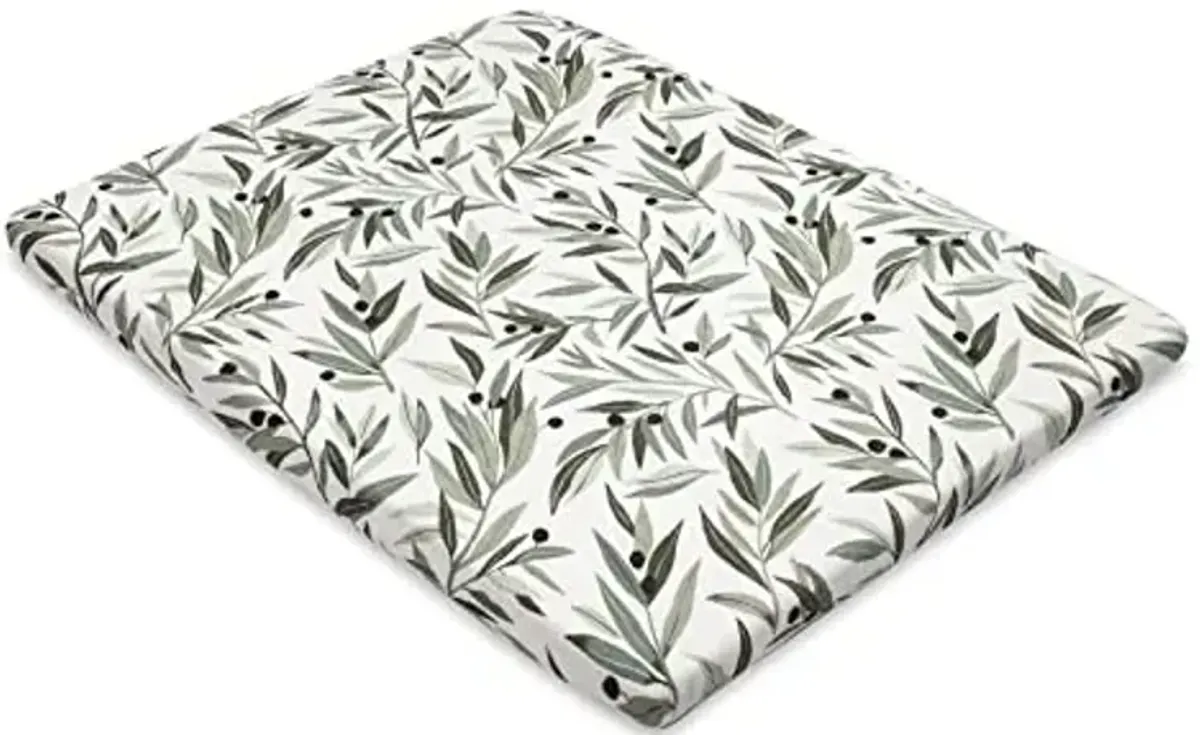 Babyletto 100% Organic Cotton All-Stages Midi Crib Sheet, GOTS-Certified, Fitted 360°, Ultra-Soft and Breathable Muslin - Olive Branches