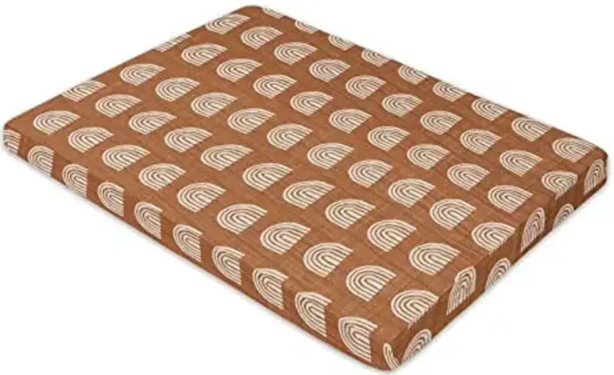 Babyletto 100% Organic Cotton All-Stages Midi Crib Sheet, GOTS-Certified, Fitted 360°, Ultra-Soft and Breathable Muslin - Terracota Rainbow