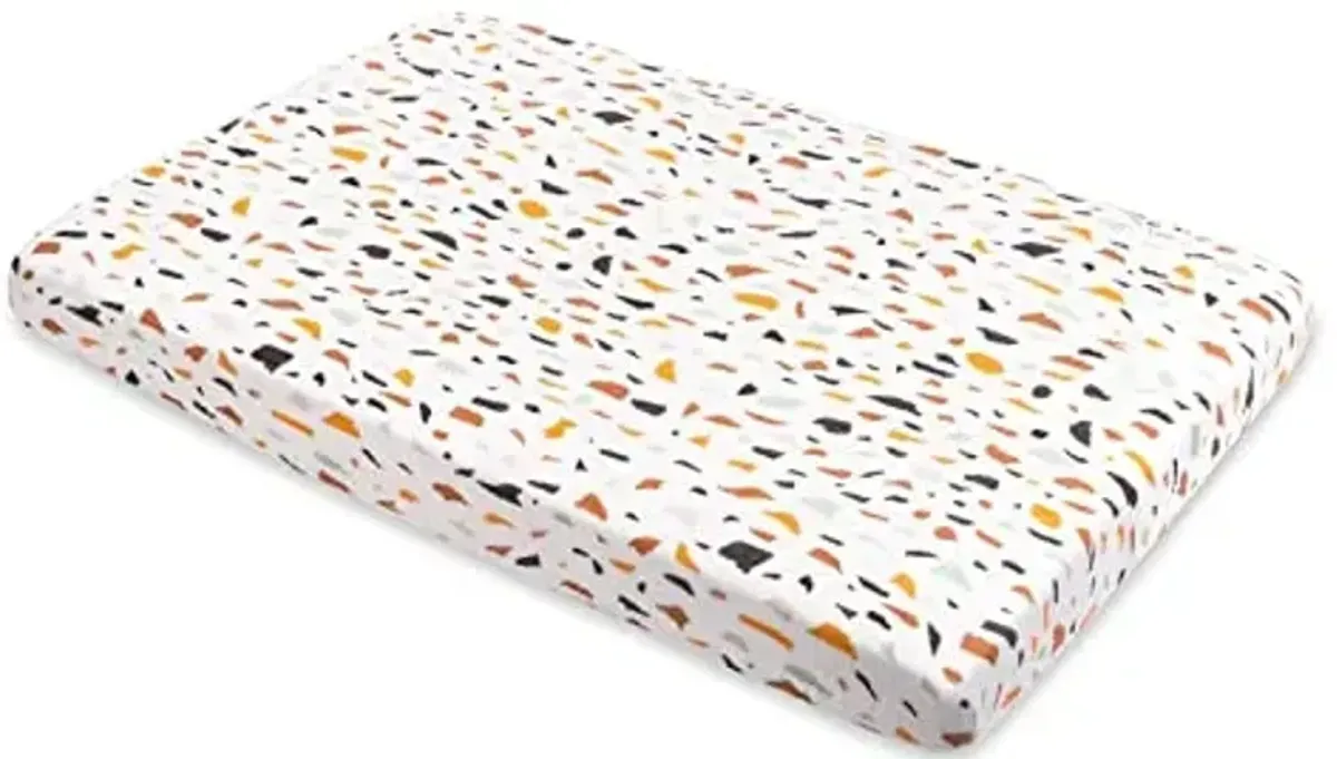 Babyletto 100% Organic Cotton Mini Crib Sheet, GOTS-Certified, Fitted 360°, Ultra-Soft and Breathable Muslin - Terrazzo