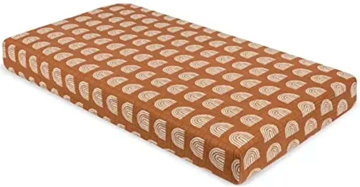 Babyletto 100% Organic Cotton Crib Sheet, GOTS-Certified, Fitted 360°, Ultra-Soft and Breathable Muslin - Terracotta Rainbow