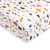 Babyletto 100% Organic Cotton Crib Sheet, GOTS-Certified, Fitted 360°, Ultra-Soft and Breathable Muslin - Terrazzo