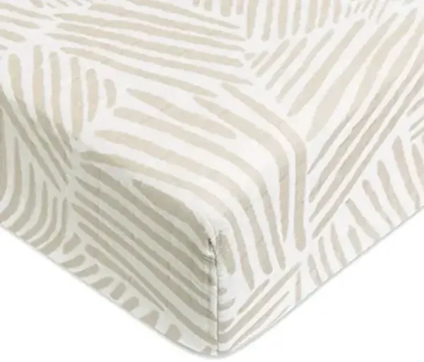 Babyletto 100% Organic Cotton Crib Sheet, GOTS-Certified, Fitted 360°, Ultra-Soft and Breathable Muslin - Oat Stripe