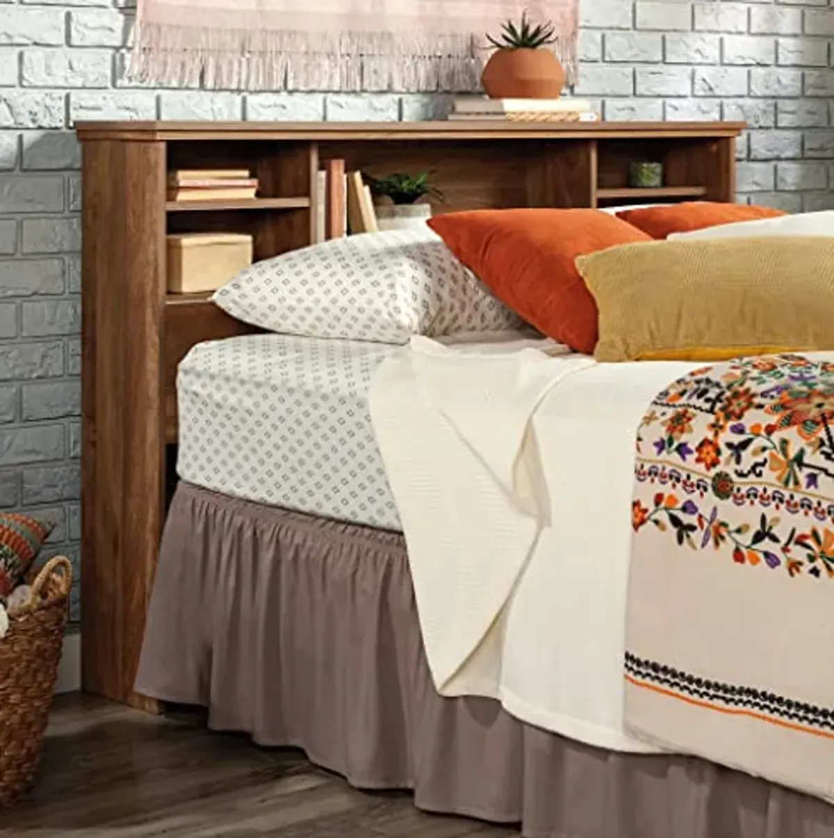 Sauder River Ranch Full-Queen Headboard and Sauder Cannery Bridge Nightstand Bundle | Sindoori Mango Finish