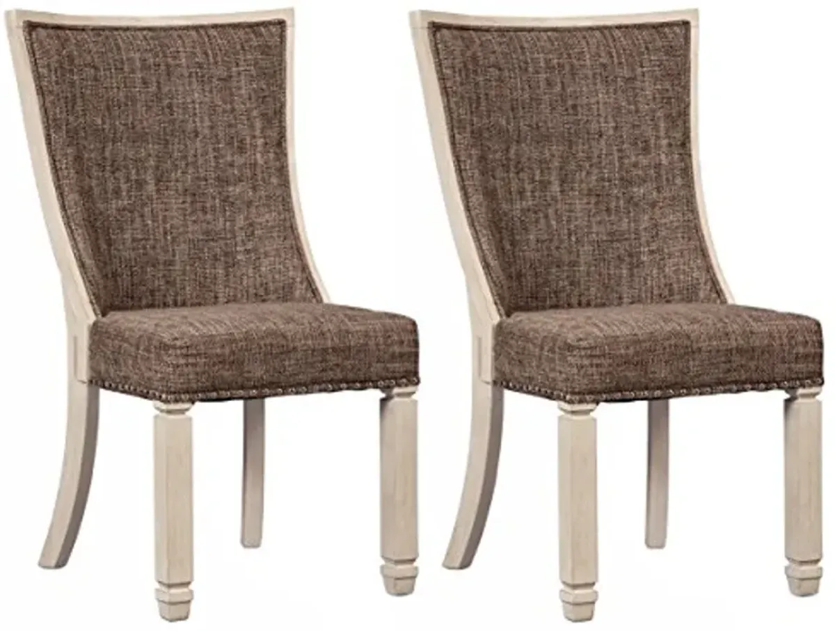 Signature Design by Ashley Bolanburg Modern Farmhouse Upholstered Dining Chair, 2 Count, Brown Bolanburg 20" Upholstered Dining Room Chair, Set of 2, Antique White