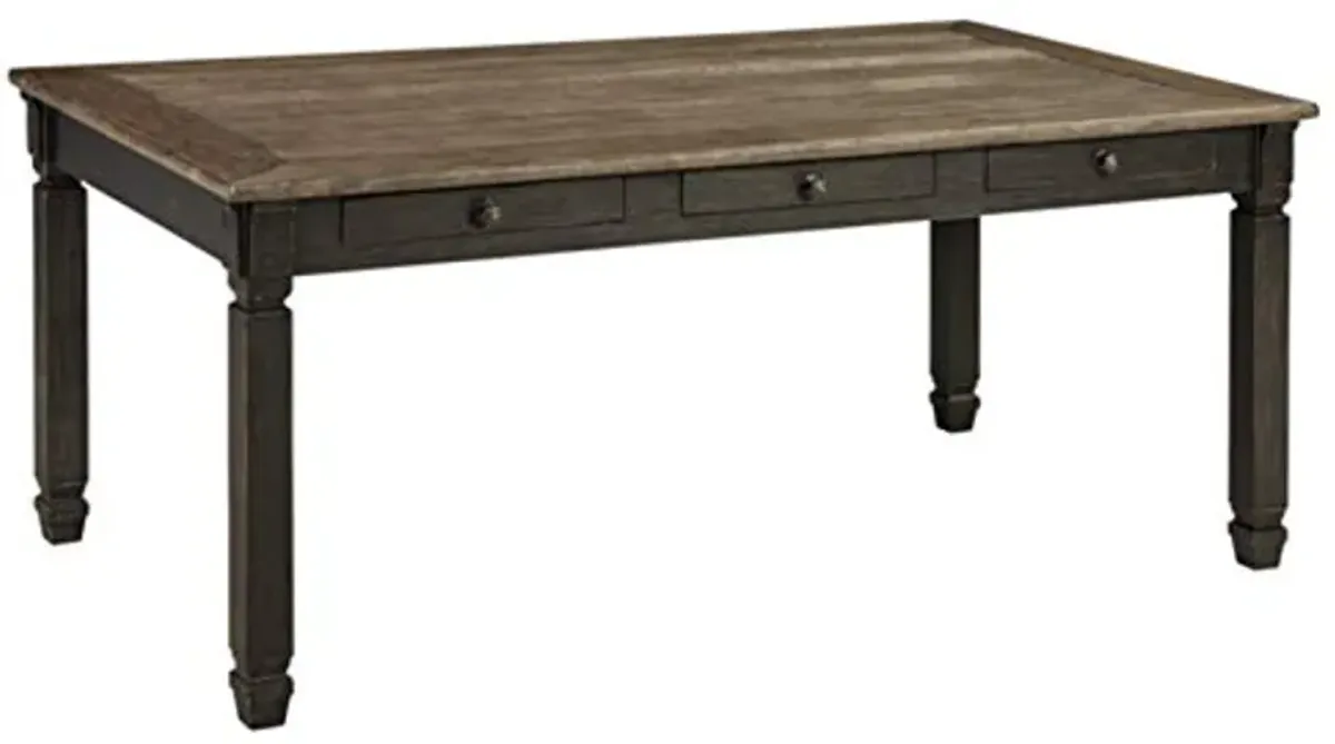 Signature Design by Ashley Tyler Creek Farmhouse Dining Table with Drawers and Upholstered Bench, Seats up to 6, Almost Black