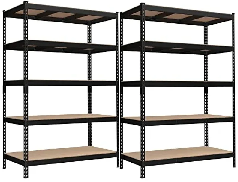 SONGMICS 5-Tier Storage Shelves, Load 2310 lb, Set of 2 Garage Storage, Boltless Assembly, Adjustable Shelving Unit, 23.6 x 47.2 x 70.9 Inches, for Study Shed Basement, Black UGLR600B02
