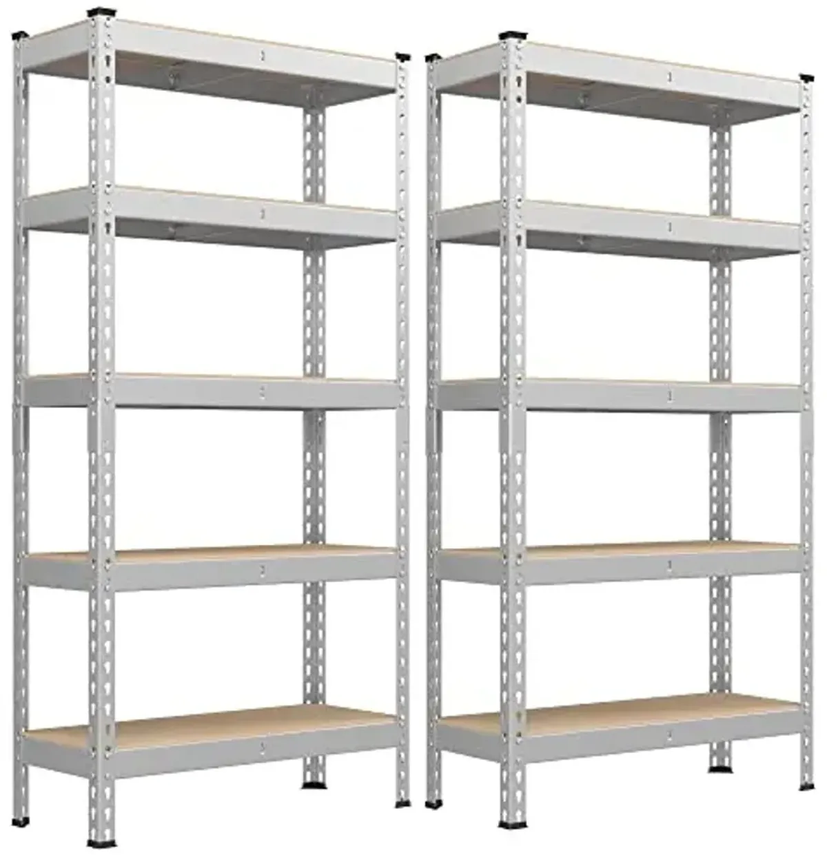 SONGMICS 5-Tier Storage Shelves, Load 2310 lb, Set of 2 Garage Storage, Boltless Assembly, Adjustable Shelving Unit, 11.8 x 29.5 x 59.1 Inches, for Study Shed Basement, Silver UGLR300E02