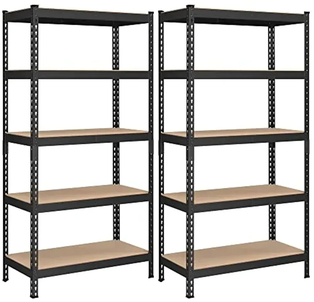 SONGMICS 5-Tier Storage Shelves, Load 2310 lb, Set of 2 Garage Storage, Boltless Assembly, Adjustable Shelving Unit, 17.7 x 35.4 x 70.9 Inches, for Study Shed Basement, Black UGLR450B02