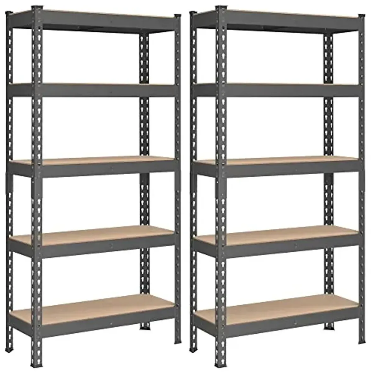 SONGMICS 5-Tier Storage Shelves, Load 2310 lb, Set of 2 Garage Storage, Boltless Assembly, Adjustable Shelving Unit, 11.8 x 29.5 x 59.1 Inches, for Study Shed Basement, Gray UGLR300G02