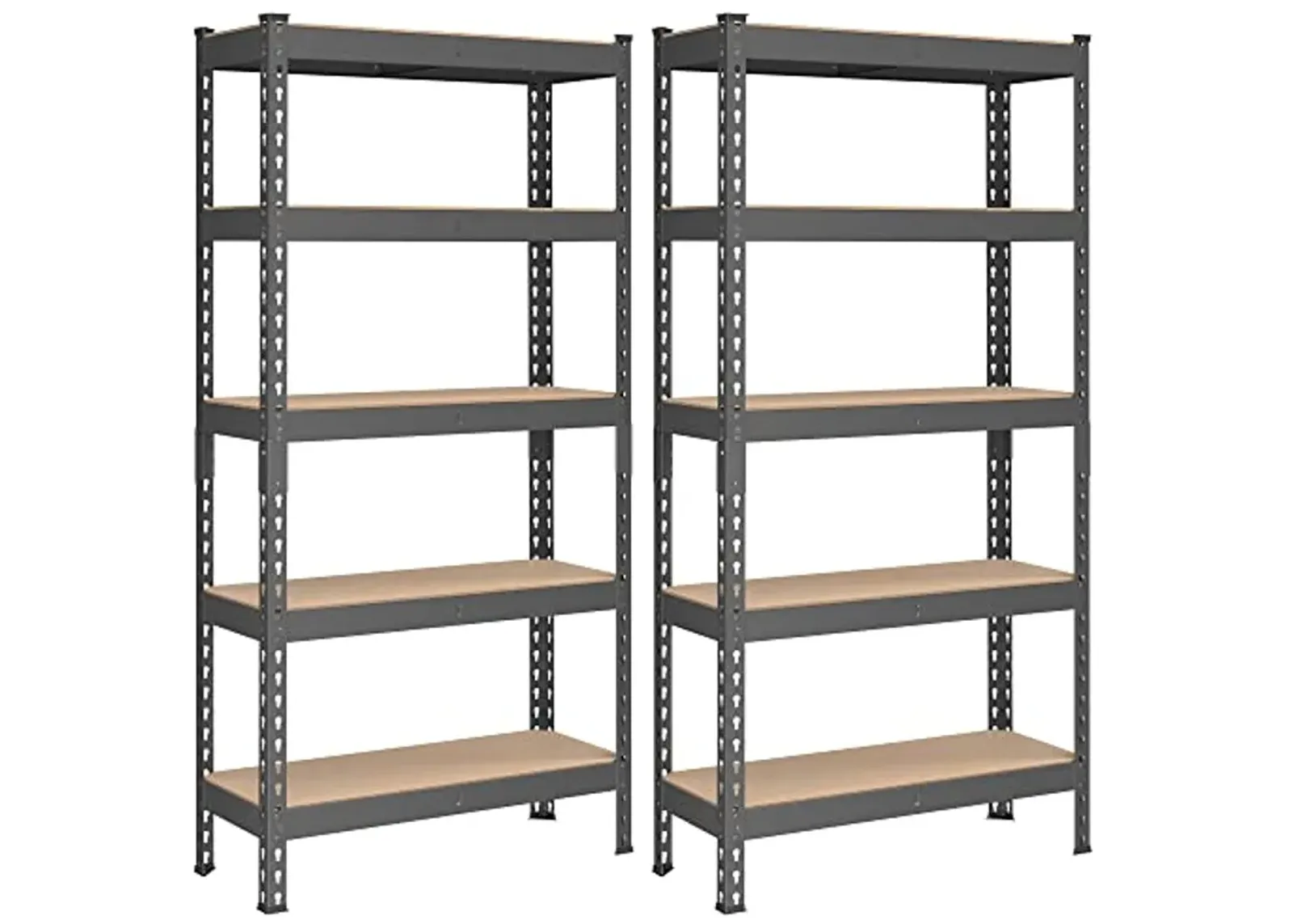 SONGMICS 5-Tier Storage Shelves, Set of 2 Garage Storage, Boltless Assembly, Adjustable Shelving Units, 11.8 x 29.5 x 59.1 Inches, Load 1929 lb Each, Shed Warehouse Basement, Gray UGLR300G02