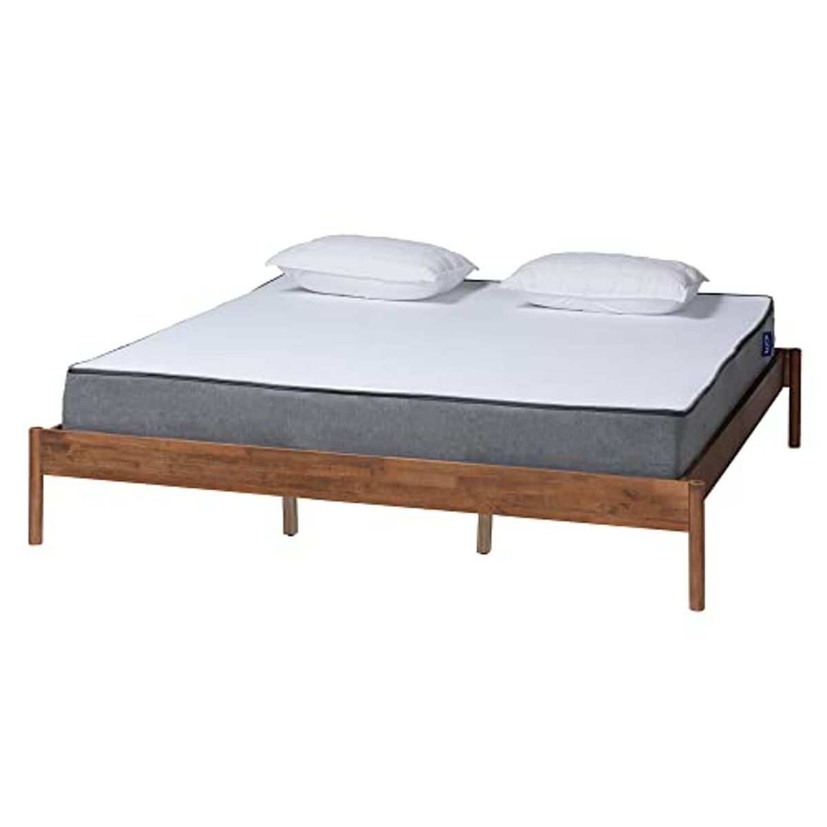 Baxton Studio Agatis Bed Frame, King, Ash Walnut