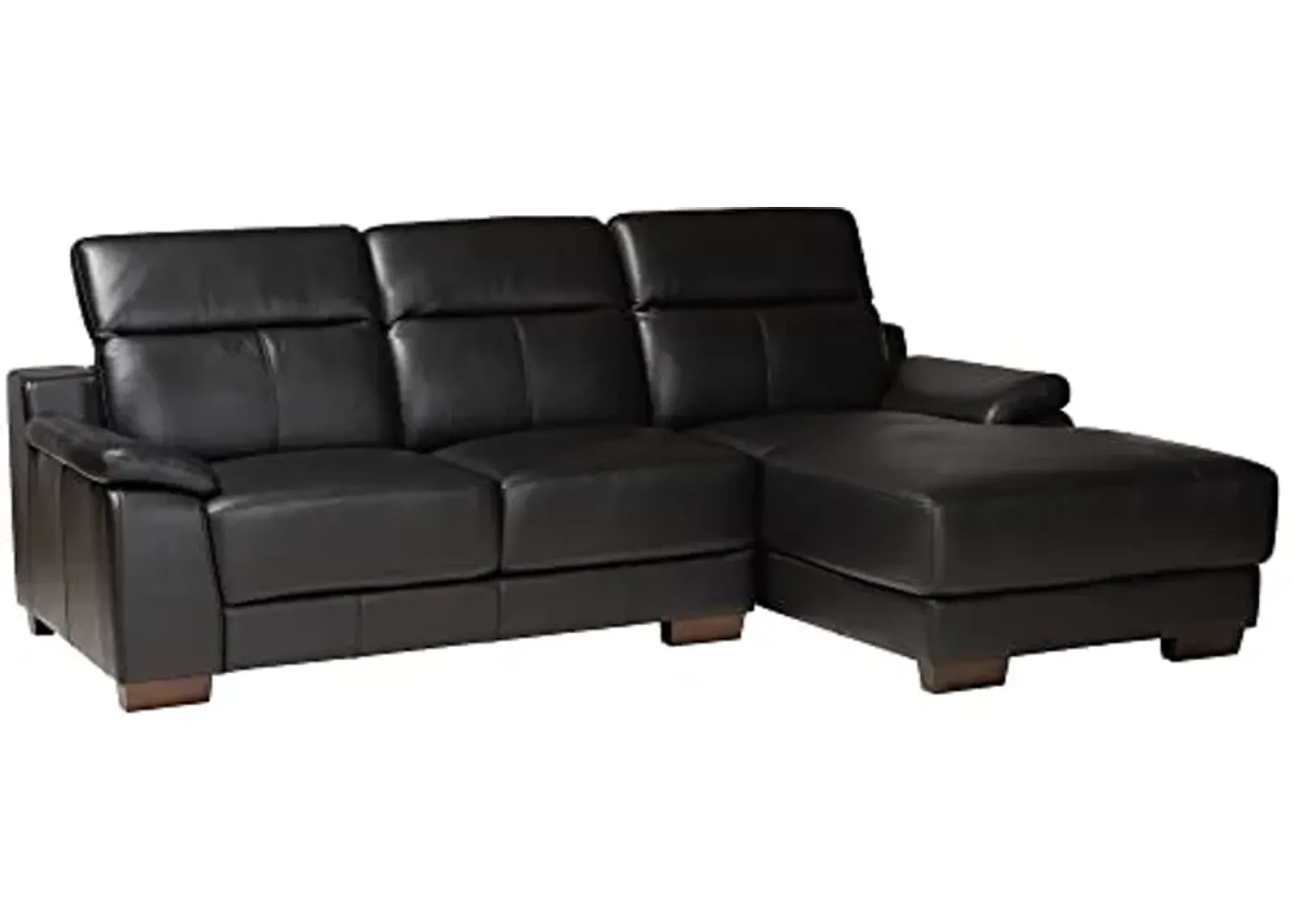 Baxton Studio Reverie Sectional Sofa, 2-Piece, Black/Walnut Brown