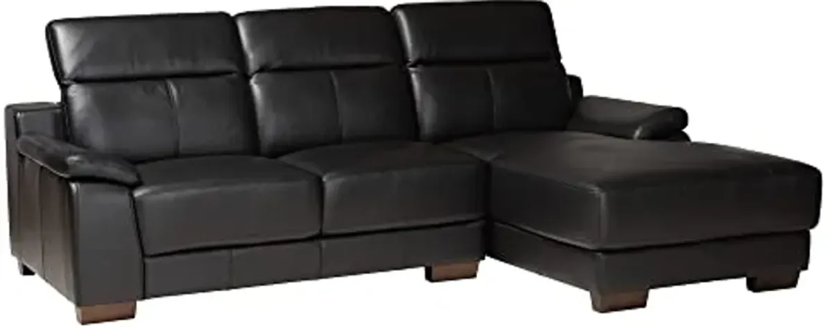 Baxton Studio Reverie Sectional Sofa, 2-Piece, Black/Walnut Brown