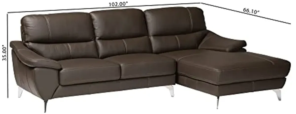 Baxton Studio Townsend Sectional Sofa, 2-Piece, Brown/Silver