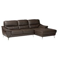 Baxton Studio Townsend Sectional Sofa, 2-Piece, Brown/Silver