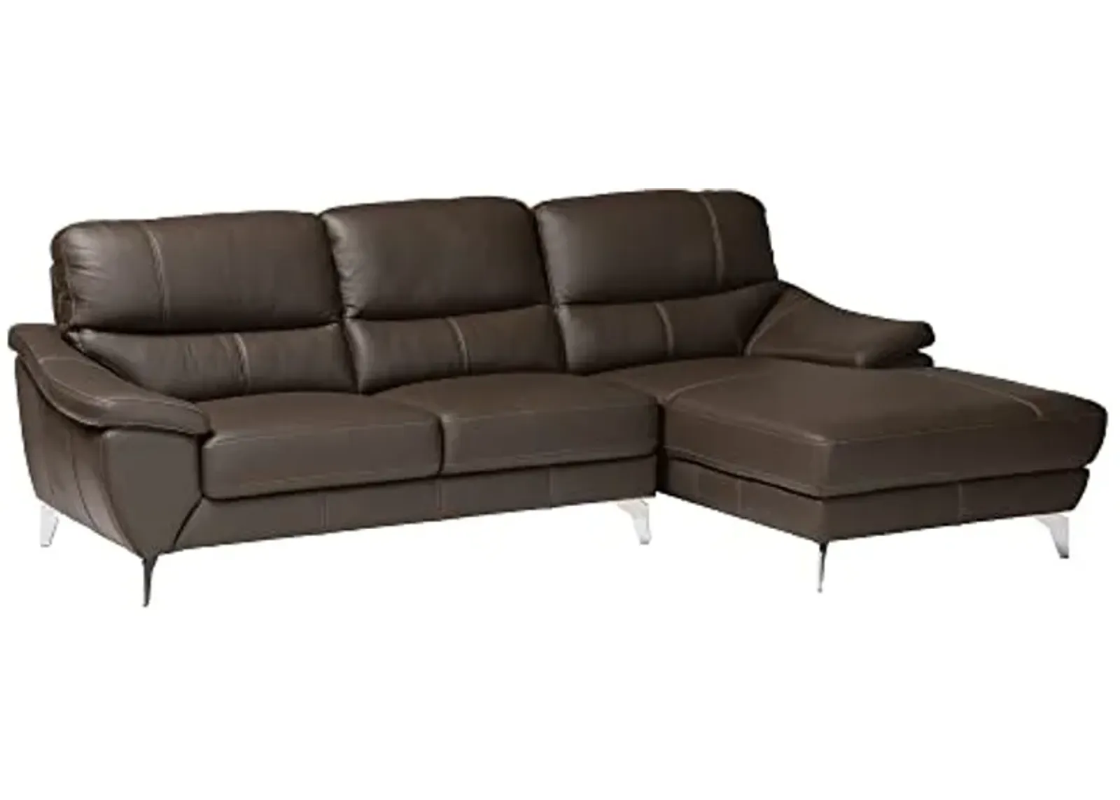 Baxton Studio Townsend Sectional Sofa, 2-Piece, Brown/Silver