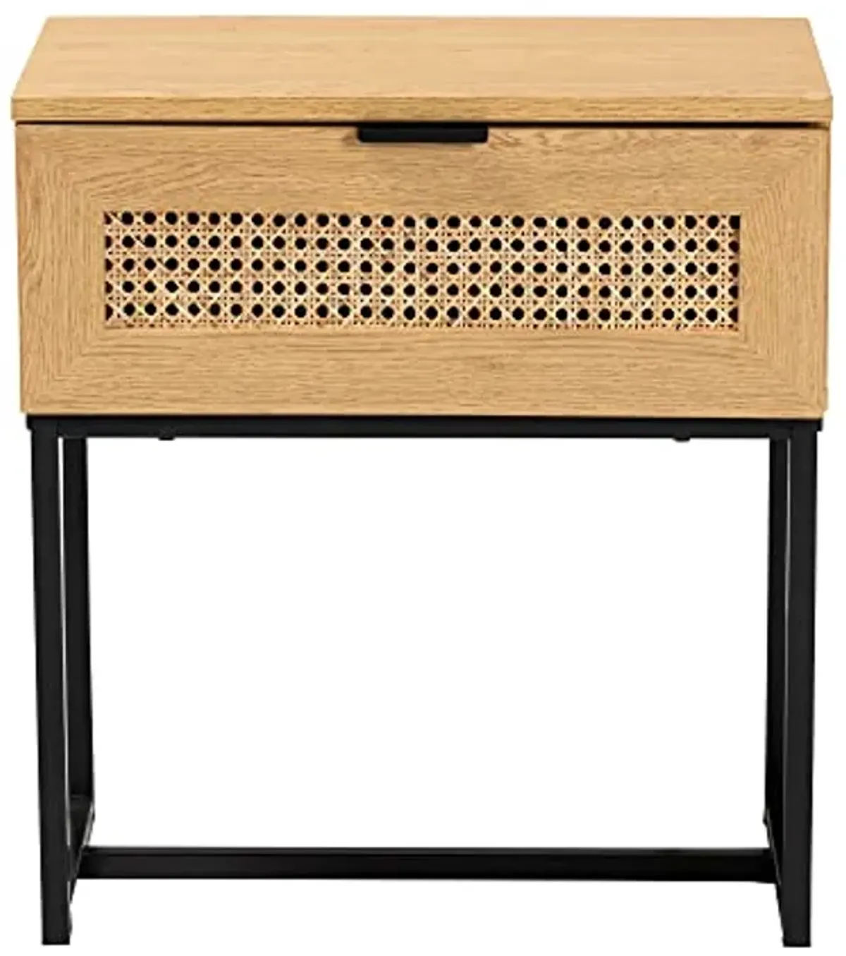 Baxton Studio Sawyer End Table, 1-Drawer, Oak Brown/Black