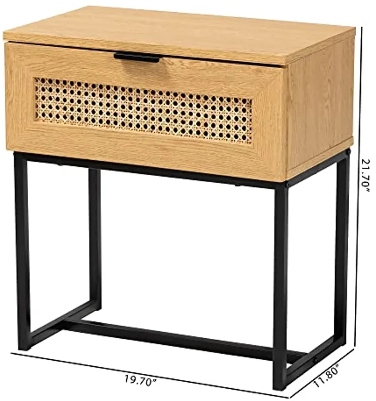 Baxton Studio Sawyer End Table, 1-Drawer, Oak Brown/Black