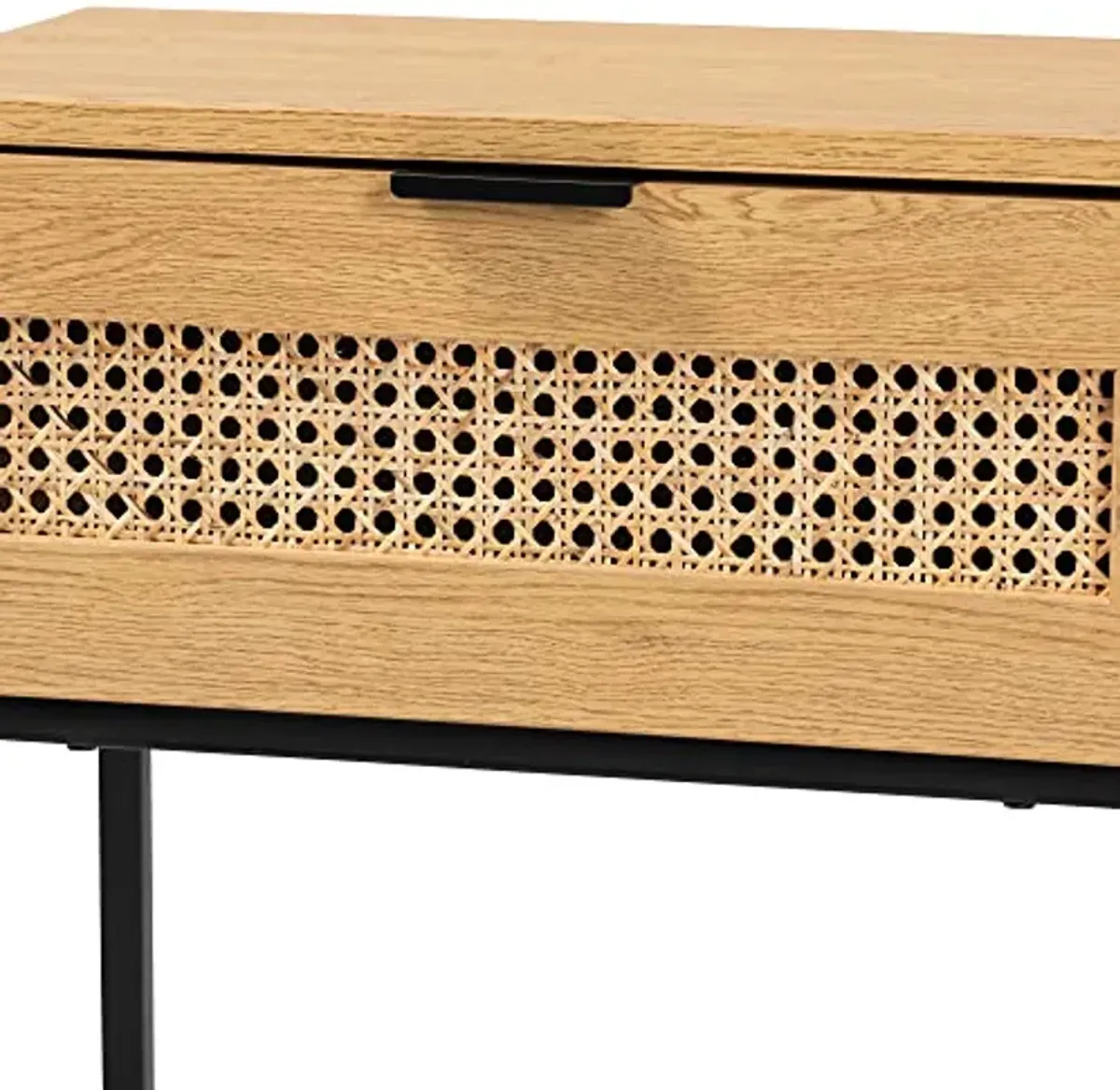 Baxton Studio Sawyer End Table, 1-Drawer, Oak Brown/Black