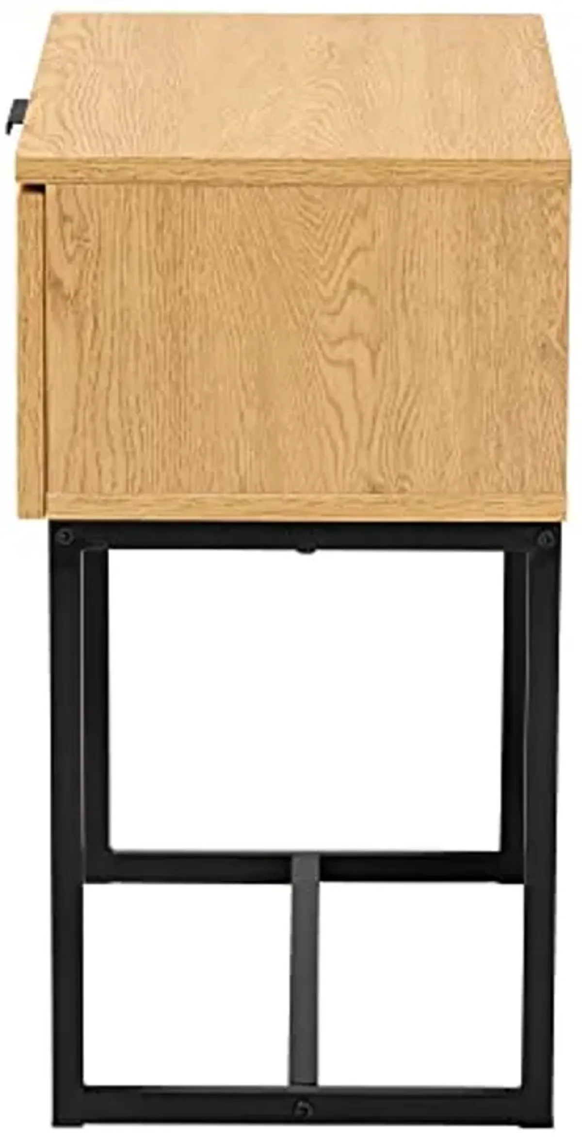 Baxton Studio Sawyer End Table, 1-Drawer, Oak Brown/Black