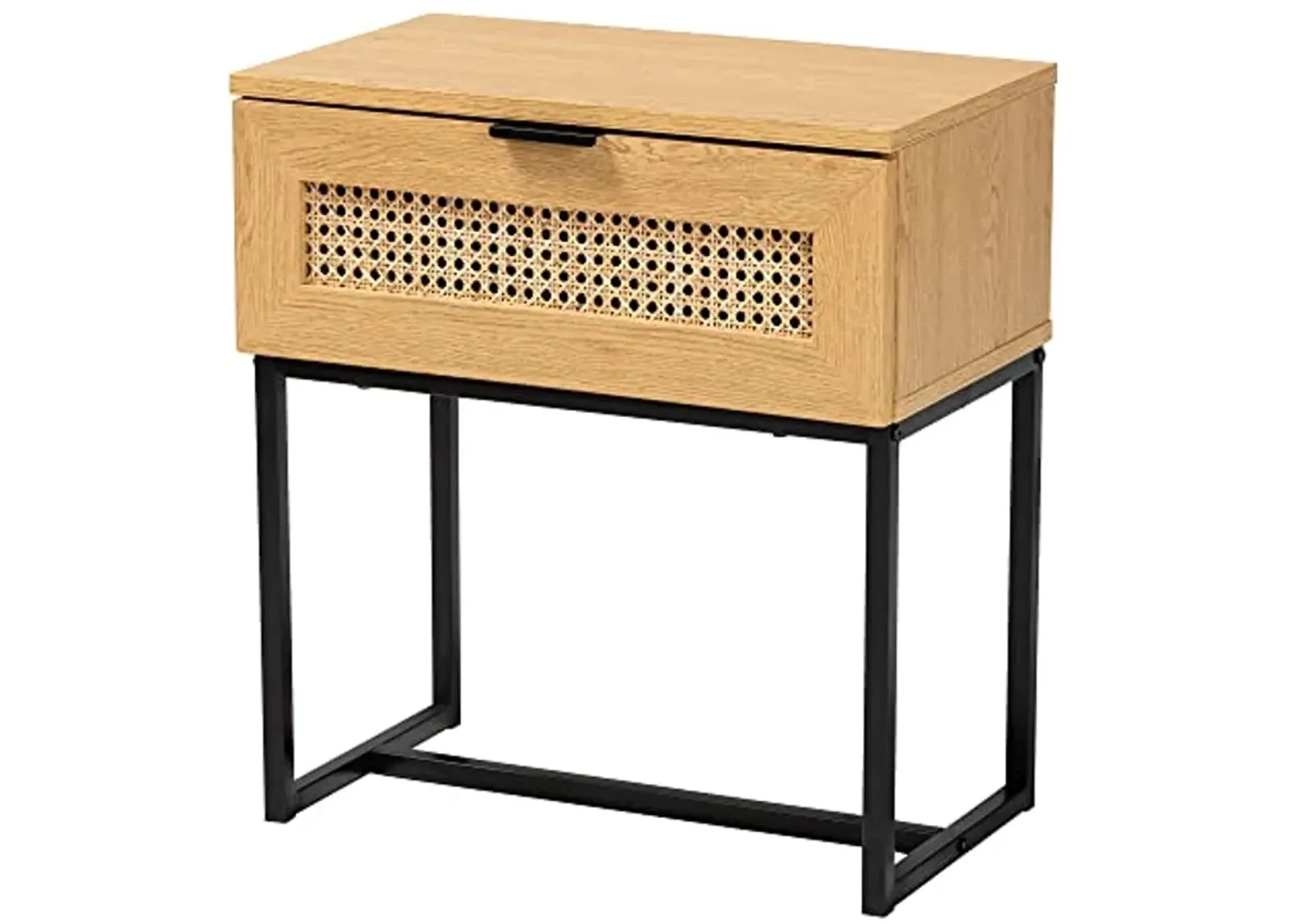 Baxton Studio Sawyer End Table, 1-Drawer, Oak Brown/Black