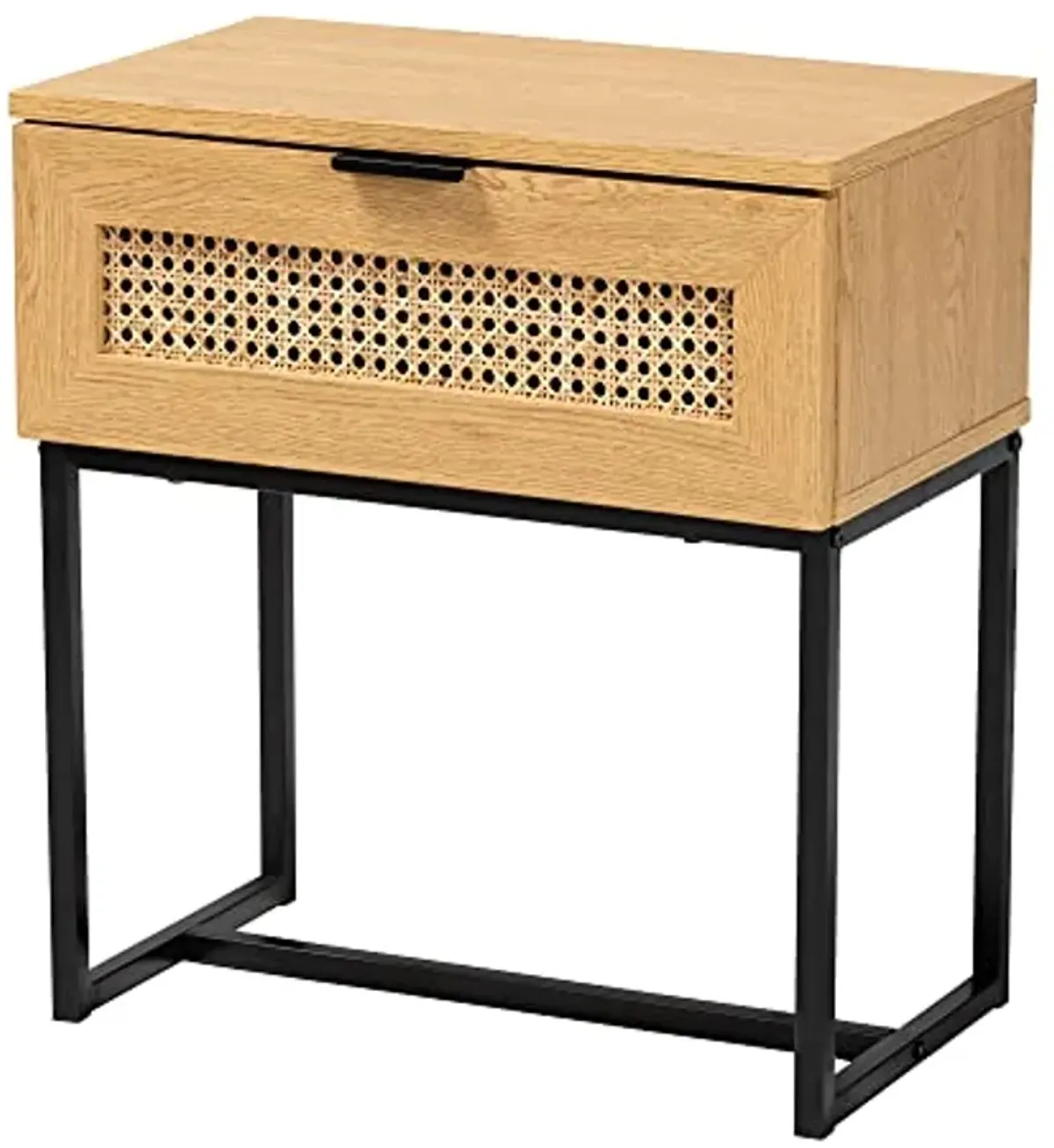 Baxton Studio Sawyer End Table, 1-Drawer, Oak Brown/Black