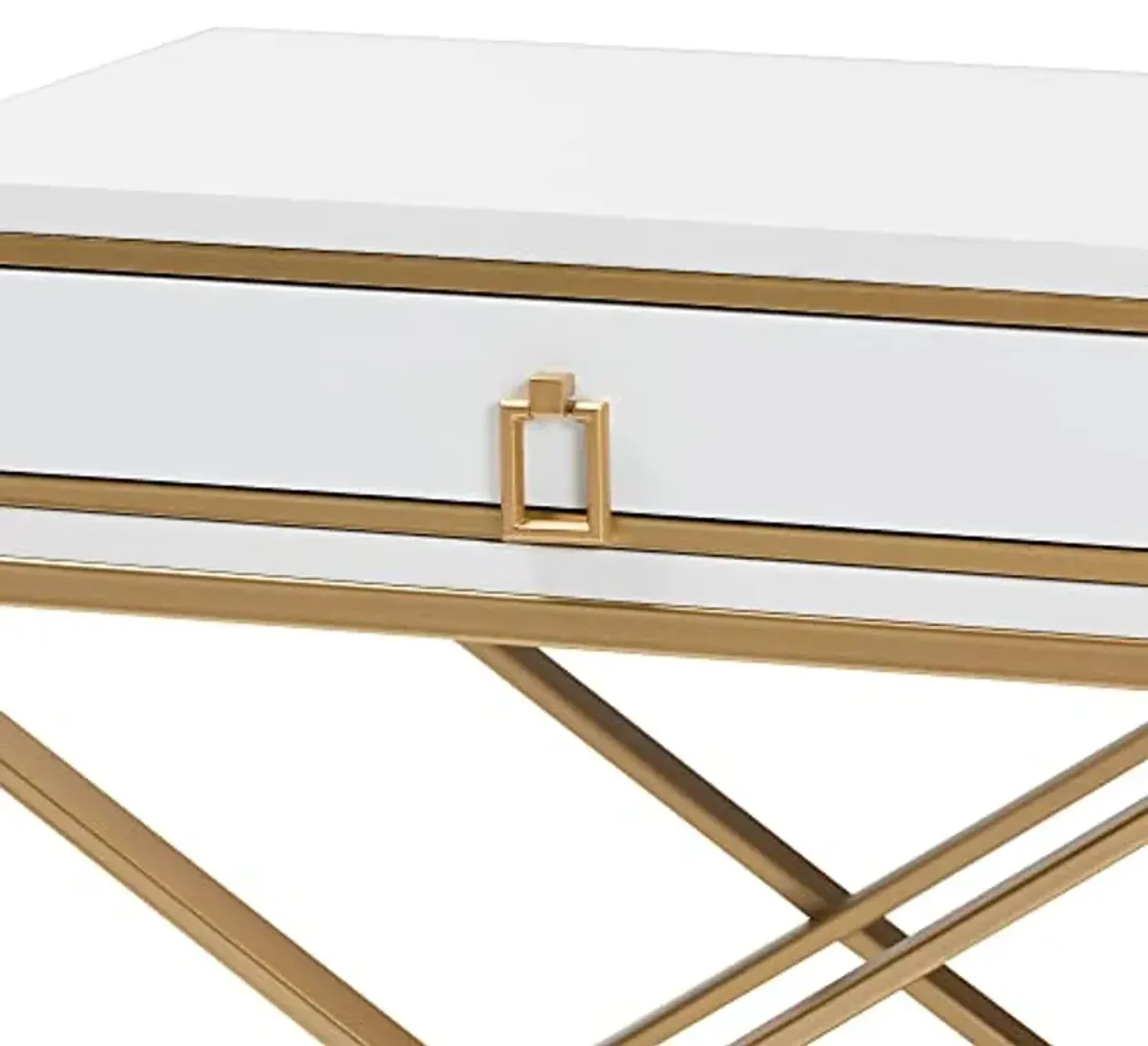 Baxton Studio Lilibet End Table, 1-Drawer, White/Gold