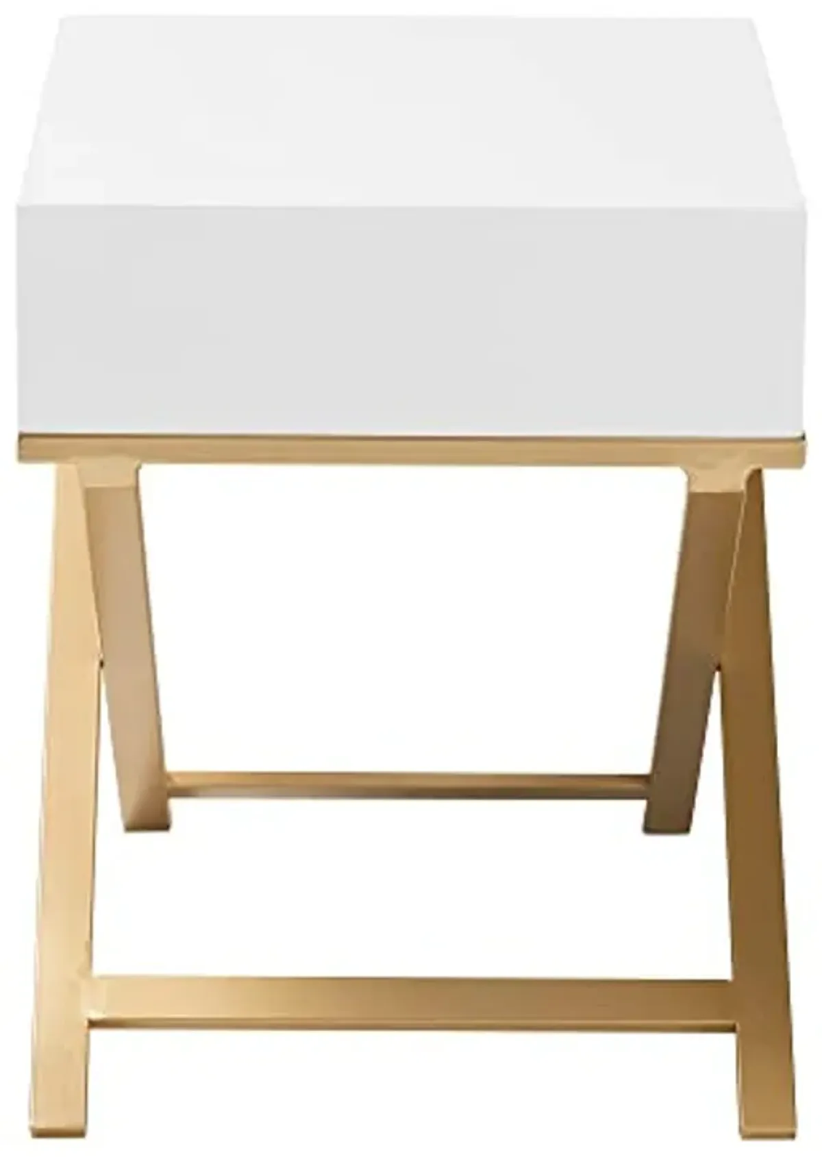 Baxton Studio Lilibet End Table, 1-Drawer, White/Gold