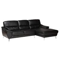 Baxton Studio Townsend Sectional Sofa, 2-Piece, Black/Silver