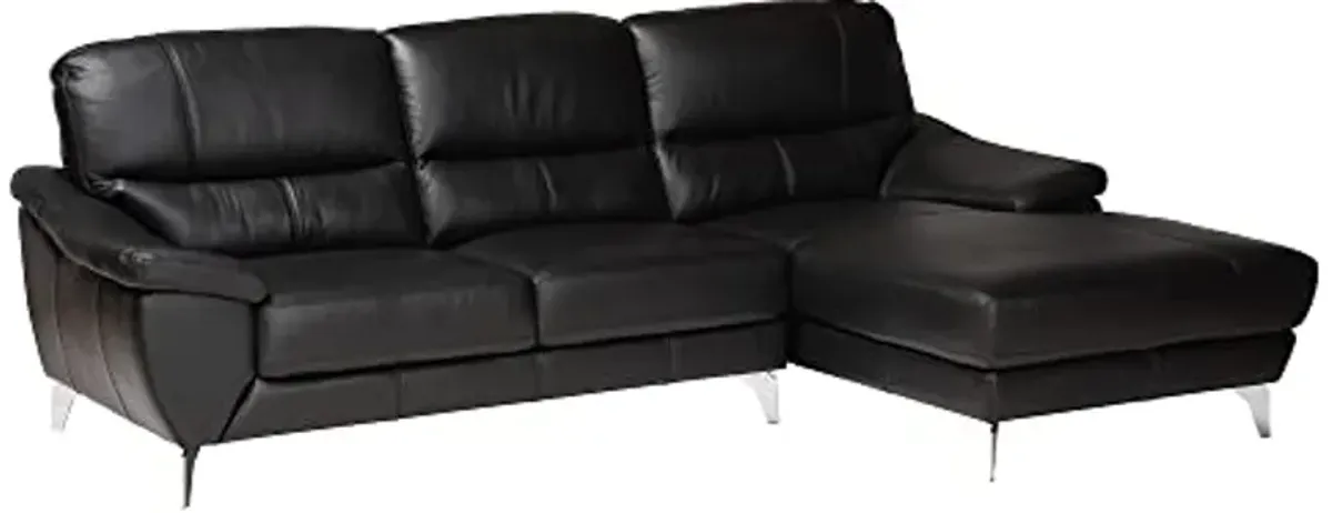 Baxton Studio Townsend Sectional Sofa, 2-Piece, Black/Silver