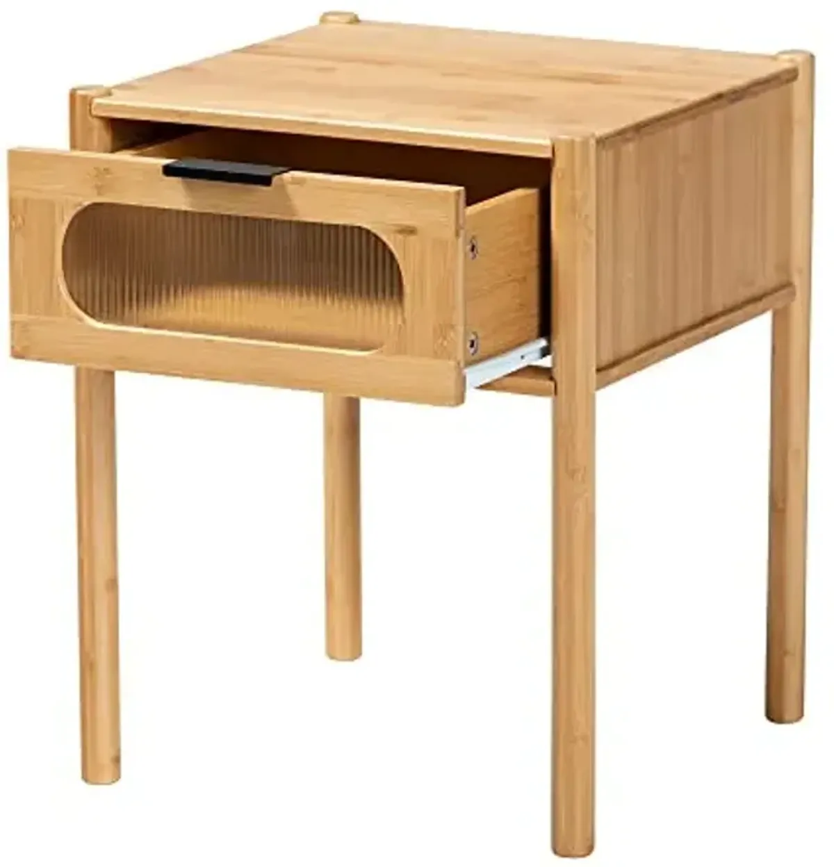 Baxton Studio Naresh End Table, 1-Drawer, Natural Brown