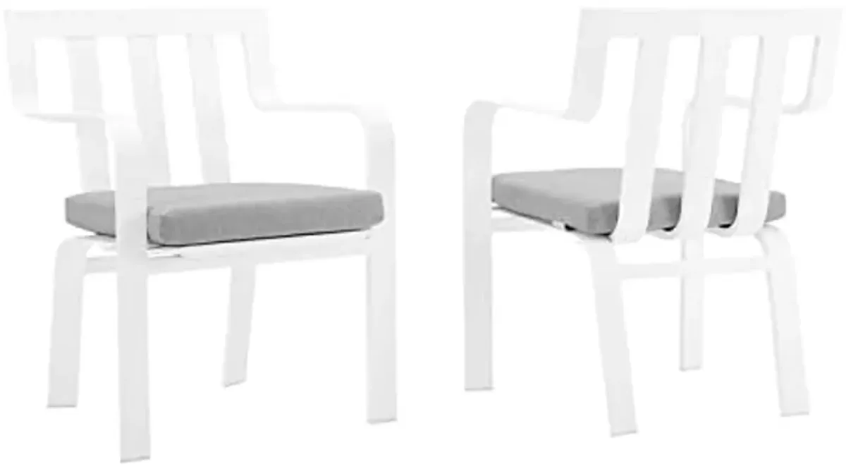 Modway Baxley Aluminum Set of 2 Patio Armchair with White Gray EEI-3961-WHI-GRY