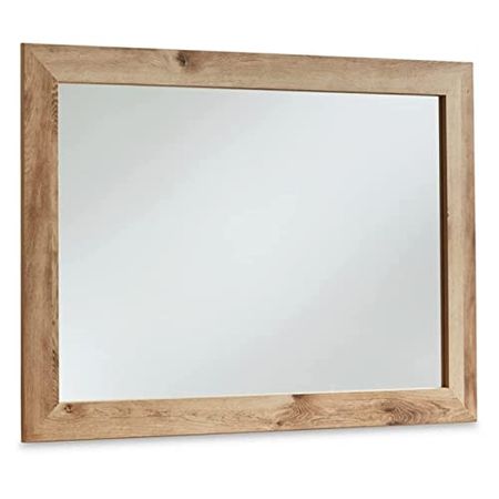 Ashley Furniture Hyanna 31" x 42" Wood Bedroom Mirror in Tan/Golden Rustic