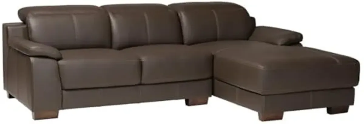 Baxton Studio Reverie Brown Leather Sectional Sofa with Right Facing Chaise