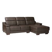 Baxton Studio Reverie Brown Leather Sectional Sofa with Right Facing Chaise