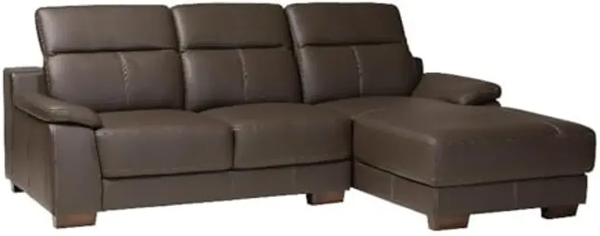 Baxton Studio Reverie Brown Leather Sectional Sofa with Right Facing Chaise